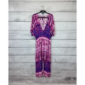 Forever 21 Plus Size Purple & Pink Tie Dye V-Neck Lightweight Dress Size 3X